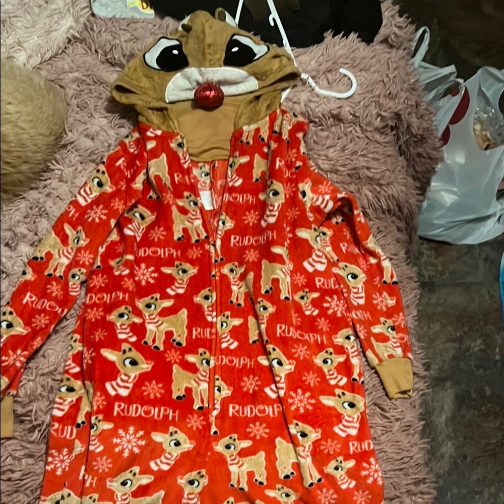 Amazon Red Rudolph Pajama Onesie